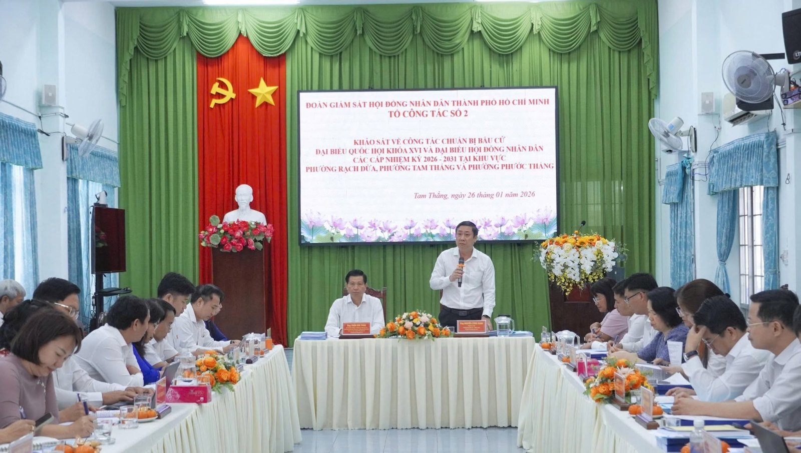 Kiểm tra, giám sát công tác chuẩn bị bầu cử đại biểu Quốc hội khóa XVI và đại biểu Hội đồng nhân dân các cấp nhiệm kỳ 2026 – 2031 tại các phường Tam Thắng, Rạch Dừa và Phước Thắng.