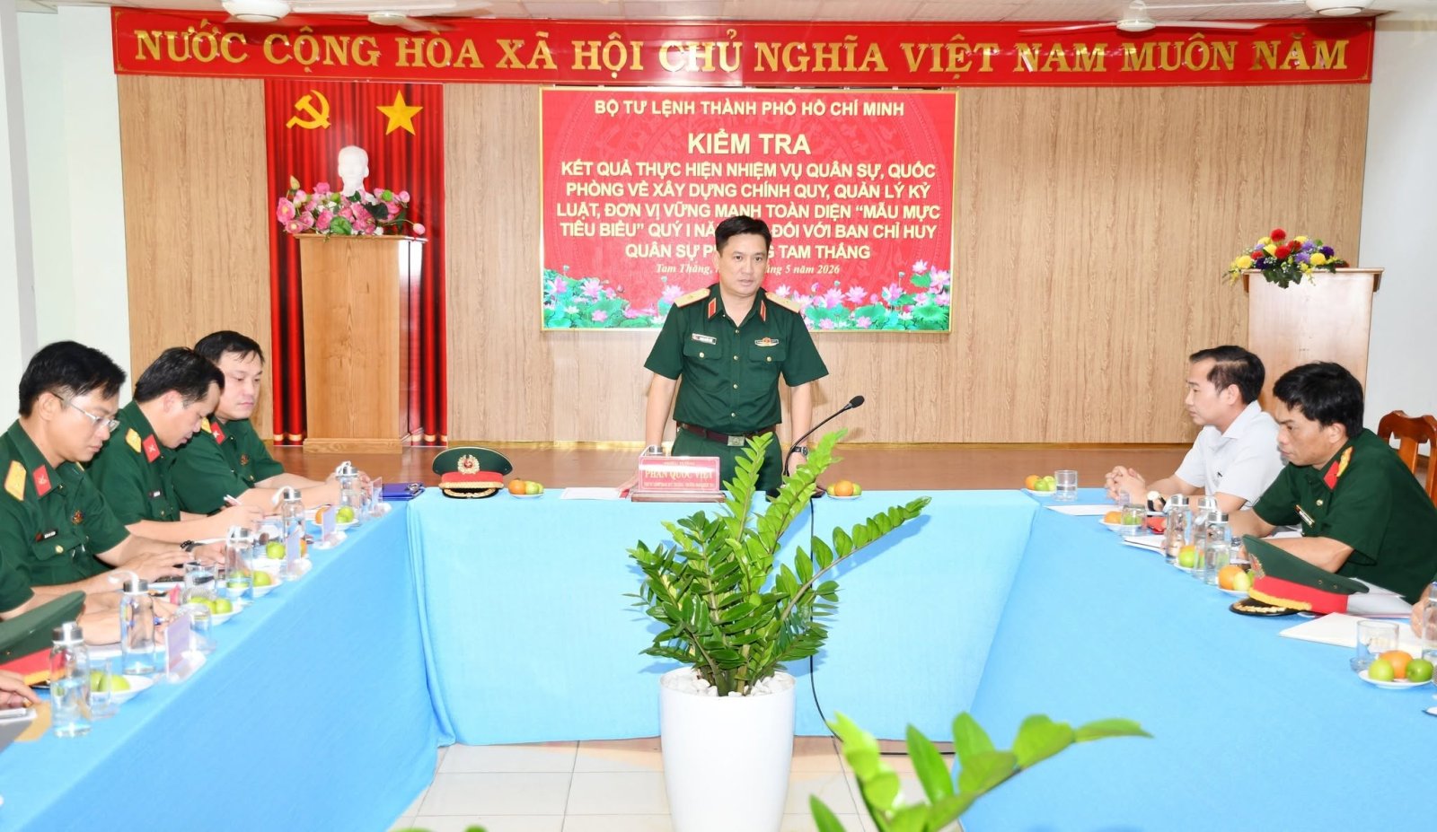 Kiểm tra việc thực hiện nhiệm vụ quân sự, quốc phòng tại Ban Chỉ huy quân sự phường Tam Thắng