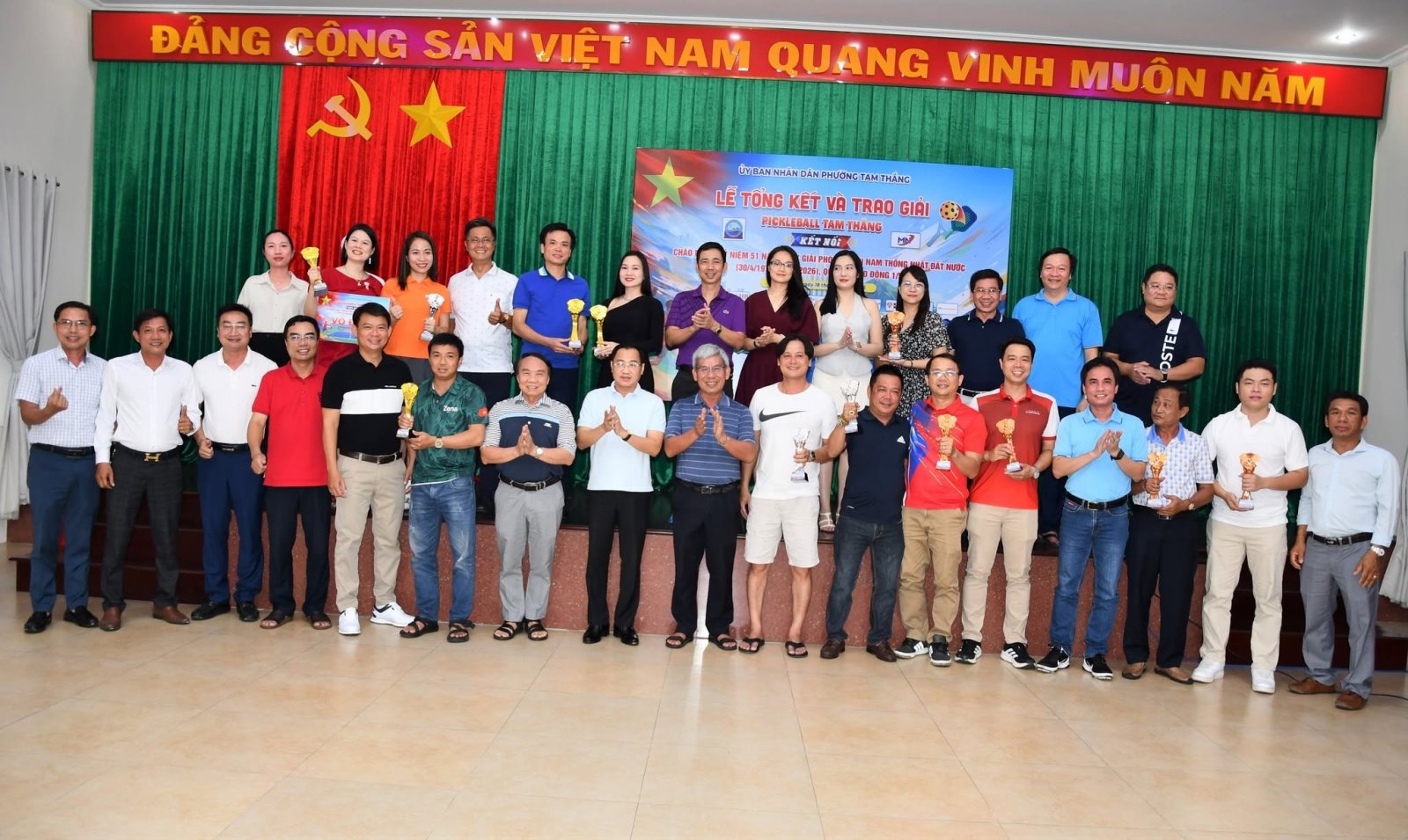 Trao giải cho 12 cặp vận động viên đạt thành tích cao tại giải pickleball Tam Thắng