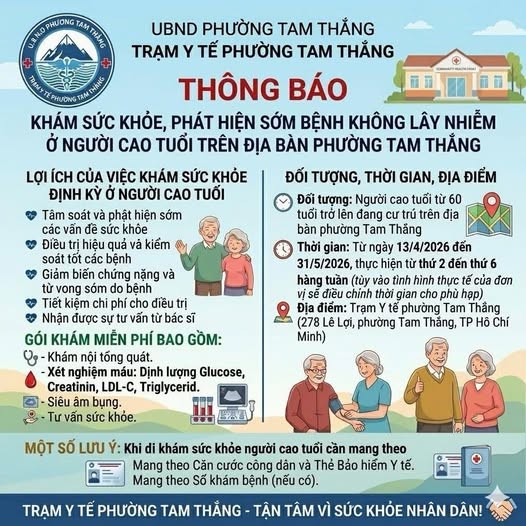 Khám sức khỏe miễn phí cho người từ 60 tuổi trở lên