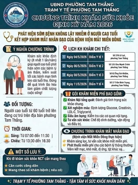 Khám mắt miễn phí cho người dân phường Tam Thắng