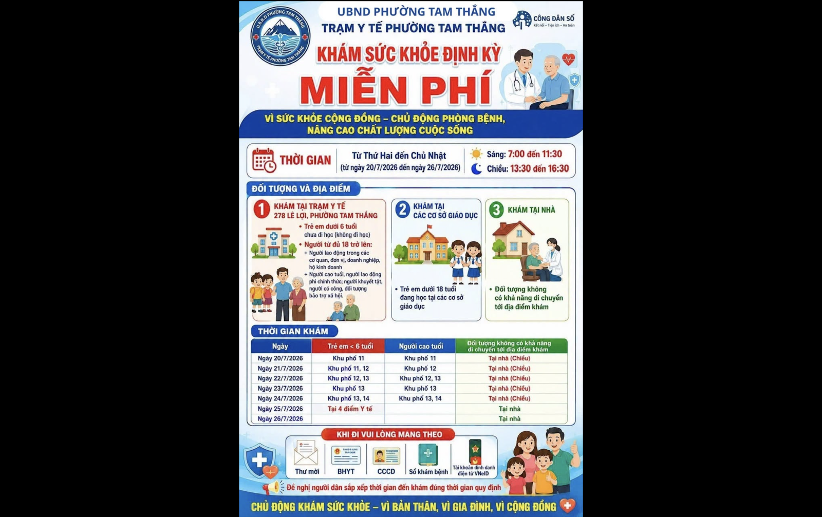 TRẠM Y TẾ PHƯỜNG TAM THẮNG THÔNG BÁO