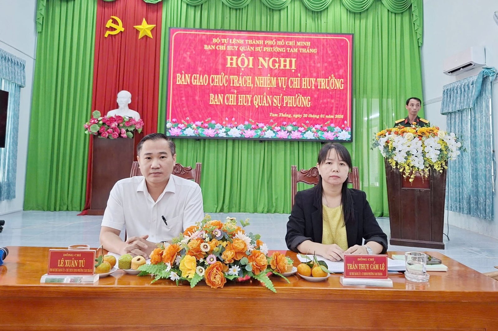 Hội nghị bàn giao chức trách, nhiệm vụ Chỉ huy trưởng Ban CHQS phường Tam Thắng