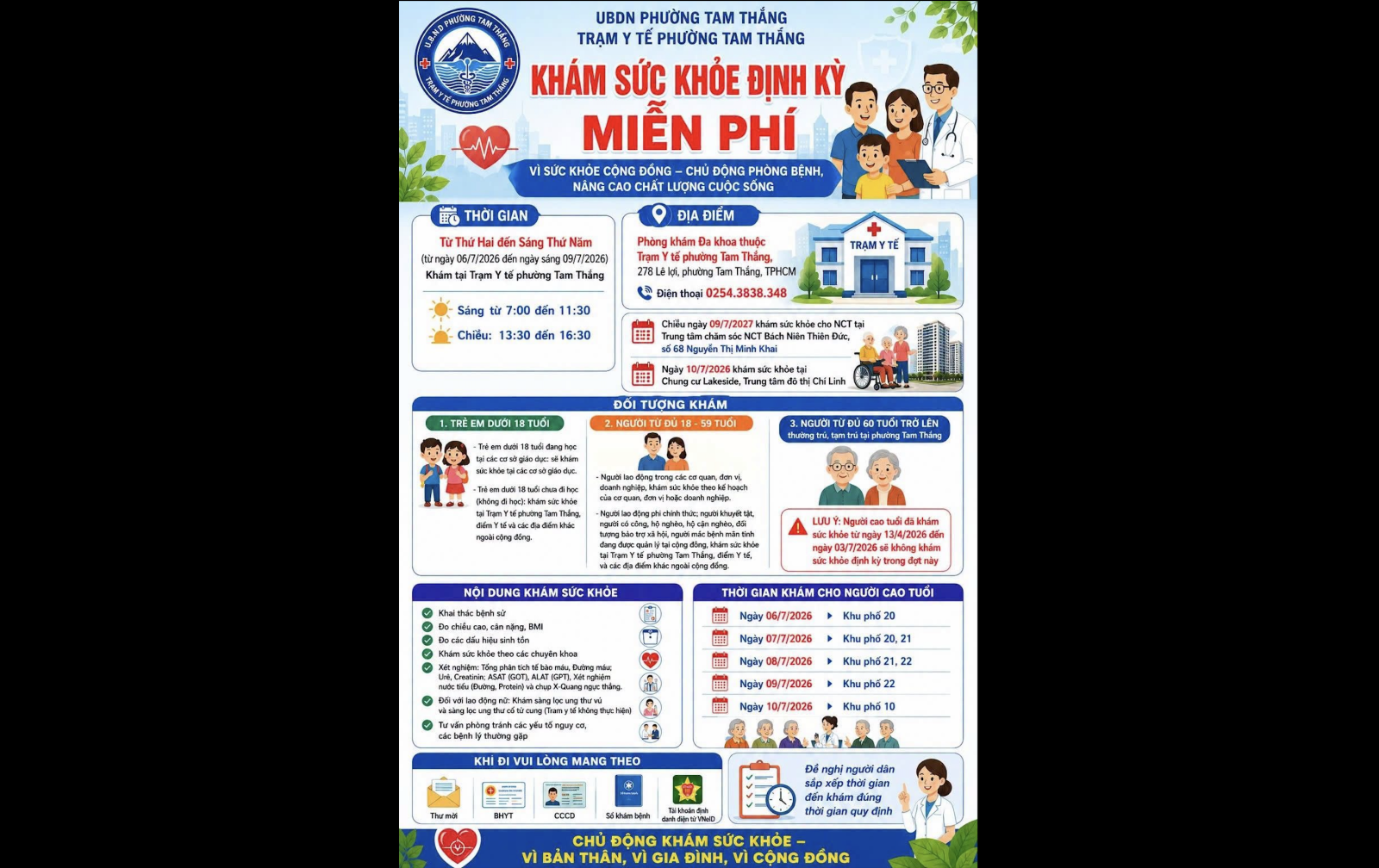 Chương trình khám sức khỏe định kỳ miễn phí tại phường Tam Thắng