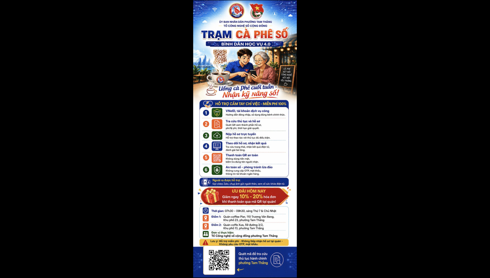 Phường Tam Thắng triển khai mô hình “Trạm Cà phê số - Bình dân học vụ số 4.0”